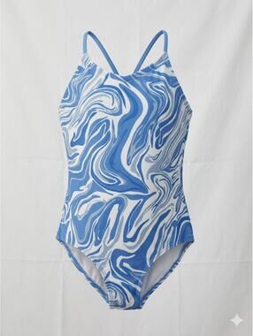2/$40 ✨ Kanu Surf Girls Blue White Marble Swirl One Piece Swimsuit Size 10 NWT